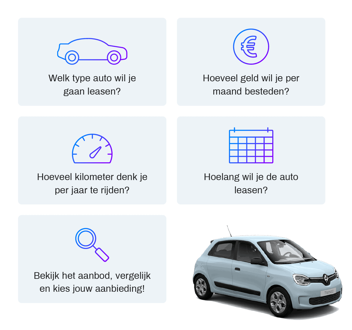 Private lease aanbieding kiezen infographic